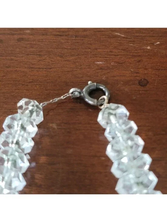 Vintage Art Deco Graduated Faceted Clear Crystal Bead Necklace - Picture 5 of 7